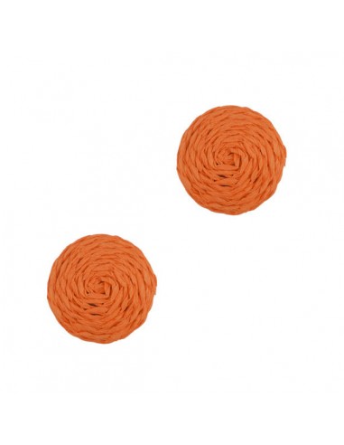 Coppia di Cabochons in rafia arancione da 25 mm