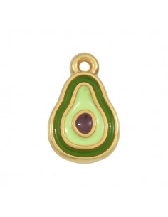Charm dorato avocado smaltato verde e cioccolato 10x13mm,...