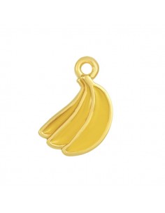 Charm dorato banana smaltata giallo 13x15 mm, x 1