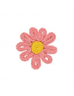 Coppia di fiori in rafia rosa chiaro 50mm dal retro in...