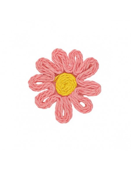 Coppia di fiori in rafia rosa chiaro 50mm dal retro in feltro