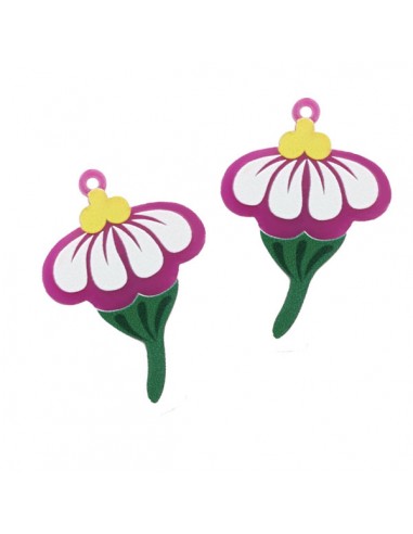 Coppia di charms in Plexiglass fiori tropicali...