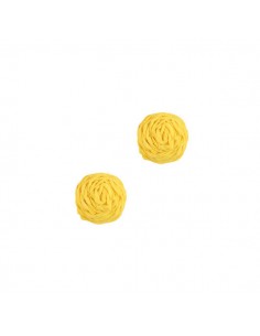 Coppia di Cabochons in rafia gialla da 12 mm