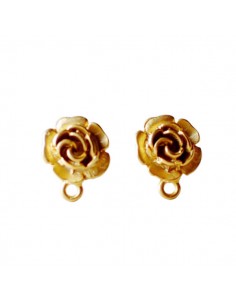 Orecchino a clip dorato satinato rosa effetto 3D 16x19 mm