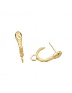Orecchini a perno serpente con occhio con cristallo verde...