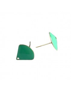 Orecchini a perno dorati ventaglio verde veneziano 13x12...