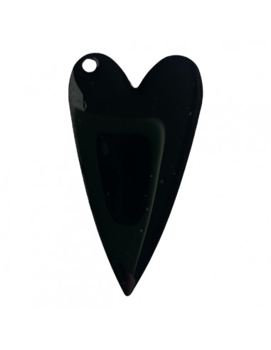 Maxi Charm cuore smaltato nero con foro...