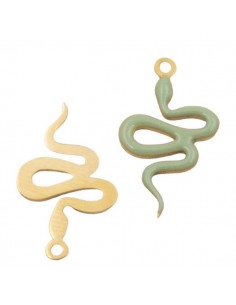 Charm dorato serpentello smaltato verde veneziano...