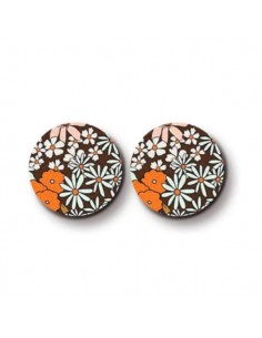Coppia di cabochons in legno sfondo cioccolato collezione...