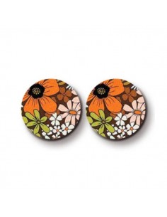 Coppia di cabochons in legno sfondo cioccolato...