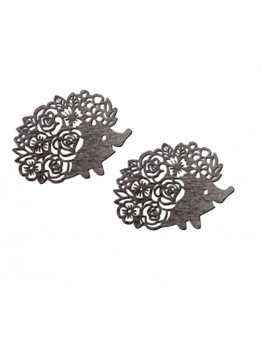 Coppia di charms in legno nero riccio con...