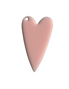 Grande Charm cuore smaltato rosa con foro laterale 40x21...