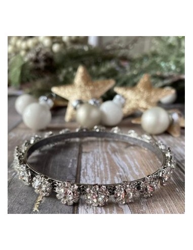 Braccialetto rigido con passamaneria di strass...