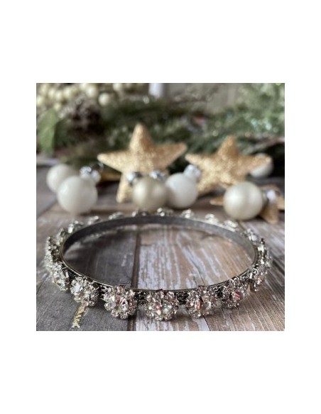Braccialetto rigido con passamaneria di strass "Fiocchi di Neve"
