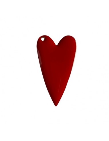 Grande Charm cuore smaltato rosso con foro...