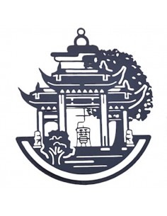 Charm filigrana Pagoda giapponese nera 44x37mm, x 1