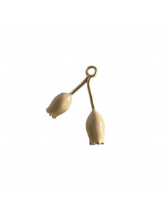 Charm dorato composto da due boccioli smaltati panna,...