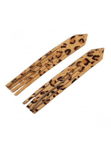 Nappina sfrangiata effetto cavallino con motivo leopardato lungo 92 mm