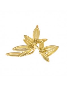 Charm dorato matt foglie e fiori, circa 25x17 mm, x 1