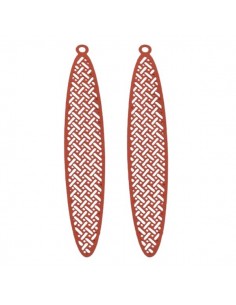 Lungo Charm ovale filigranato mattone matt 60x11mm, x 1