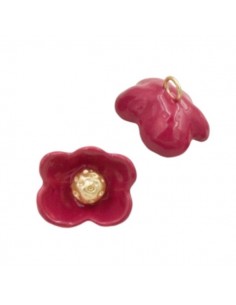 Charm dorato bocciolo di ciclamino rosa intenso in 3D,...