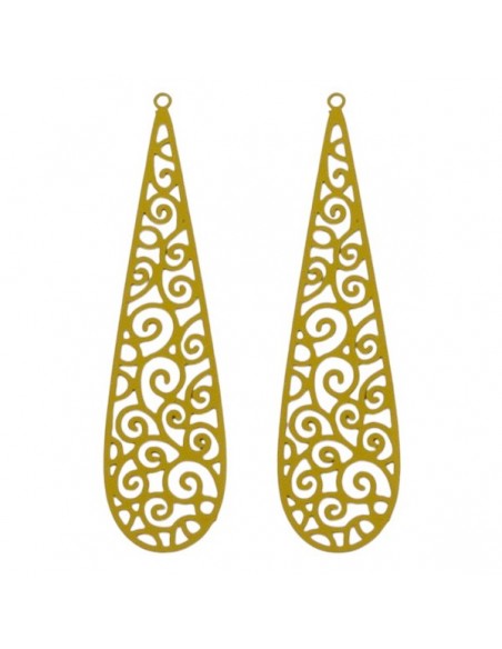 Lungo Charm goccia filigranato khaki matt 64x16mm, x 1