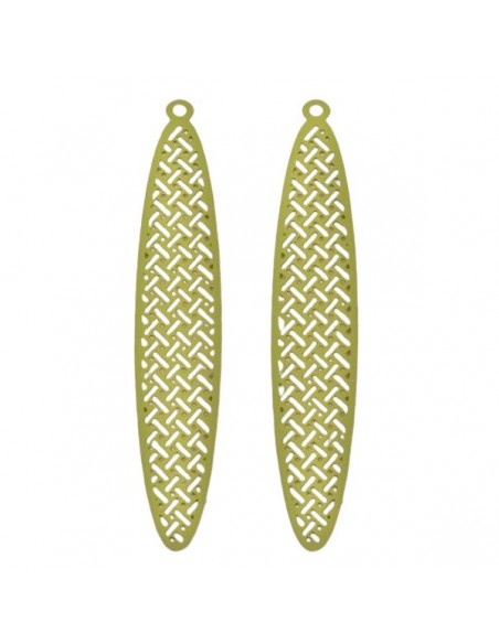 Lungo Charm ovale filigranato verde oliva matt 60x11mm, x 1