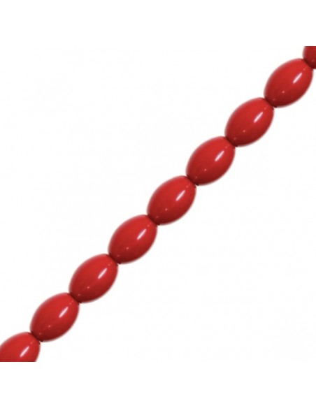 Perla in resina ovale rosso 20x13mm con foro 1,5 mm, x 1
