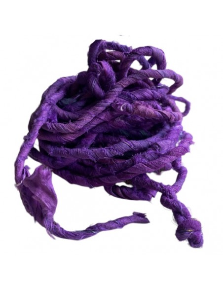Nastro ritorto in seta Sari color mirtillo 1 mt