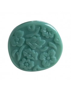 Perla in resina verde Tiffany tonda piatta irregolare con...