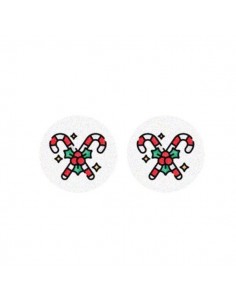Coppia di cabochons in legno collezione Candy Cane...