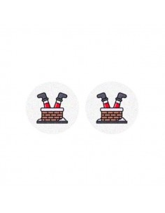 Coppia di cabochons in legno collezione Babbo Natale nel...