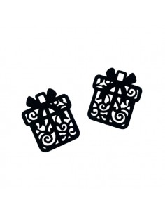 Coppia Charms filigrana pacchetti regalo neri 22x18mm