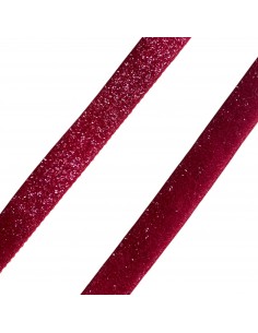 Nastrino piatto in velluto elastico glitterato rosso...