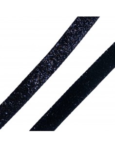 Nastrino piatto in velluto elastico glitterato nero 10mm,...