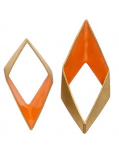 Grande Charm dorato e arancio zucca romboidale 75x28mm , x 1