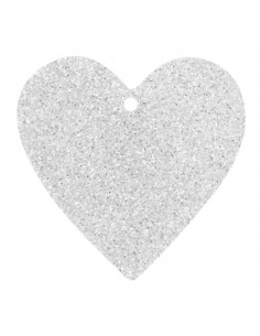 Charm in resina cuore glitterato argento 31x32 mm, x 1