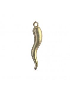 Charm dorato matt cornetto scaramantico 42x10 mm, x 1