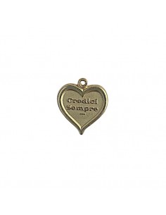 Charm medaglietta cuore con frase "Credici sempre" 20x17...