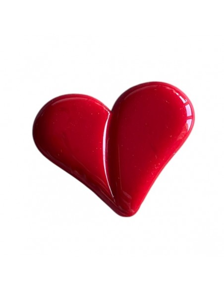 Grande Perla cuore  in resina rosso 35x42 mm con foro 2,3 mm, x 1
