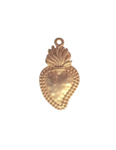 Charm pendente oro satinato cuore sacro...