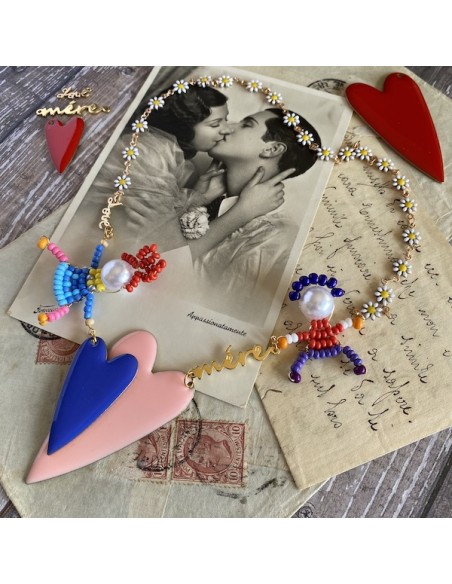 Charm "Happy Lovers" realizzato con perline colorate circa 43x40mm, x 1