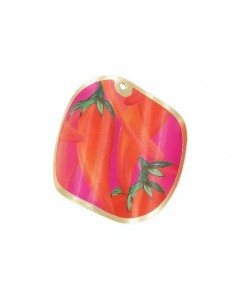 Charm disco ondulato dorato matt con stampa "Red Pepper"...