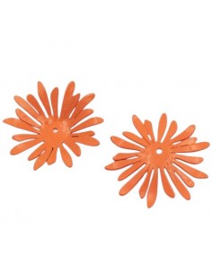 Charm fiore smaltato arancio irregolare 33mm, x 1