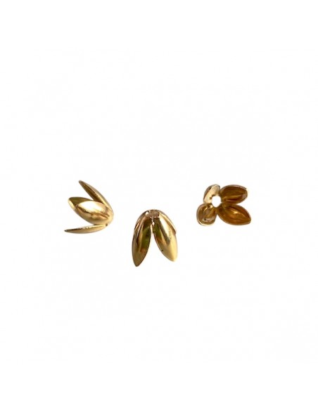 Confezione di 4 piccole coppette a quattro punte dorate lucide 6x6mm