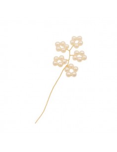 Charm rametto sottile con 5 fiori di perline da 3 mm, x1