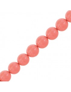 Perla in resina tondo rosa corallo scuro 15 mm con foro...