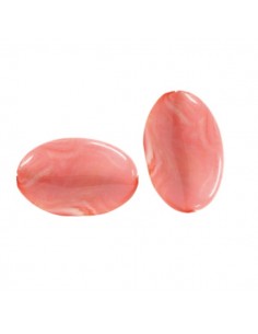 Perla in resina ovale rosa corallo scuro marmorizzato...