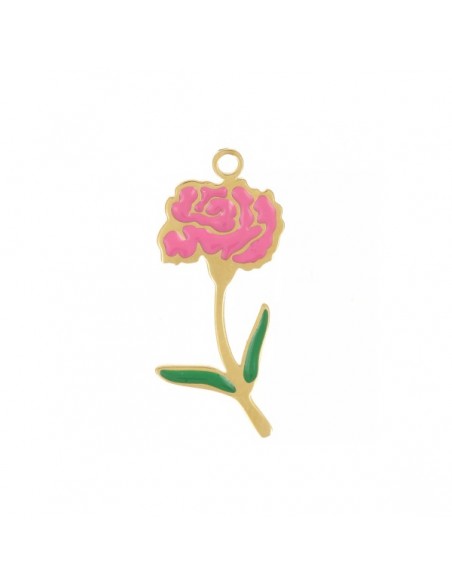 Piccolo Charm dorato in acciaio collezione "Botanica Mini" Garofano, 22x9,5mm, x 1