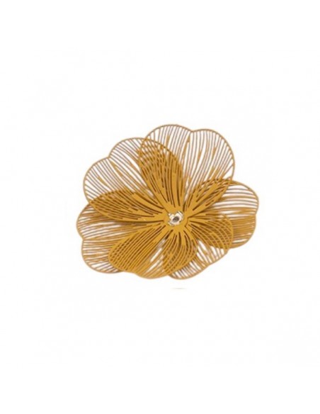 Charm fiore metallizzato mostarda matt composto da 3 strati di petali modellabili 35mm, x 1